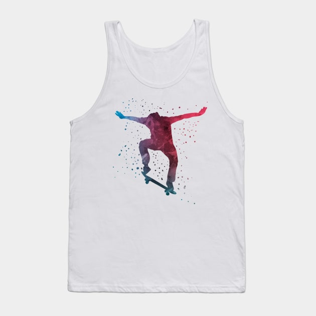 Water Colour Skater Ollie Cool Skateboarding Gift Tank Top by Mesyo